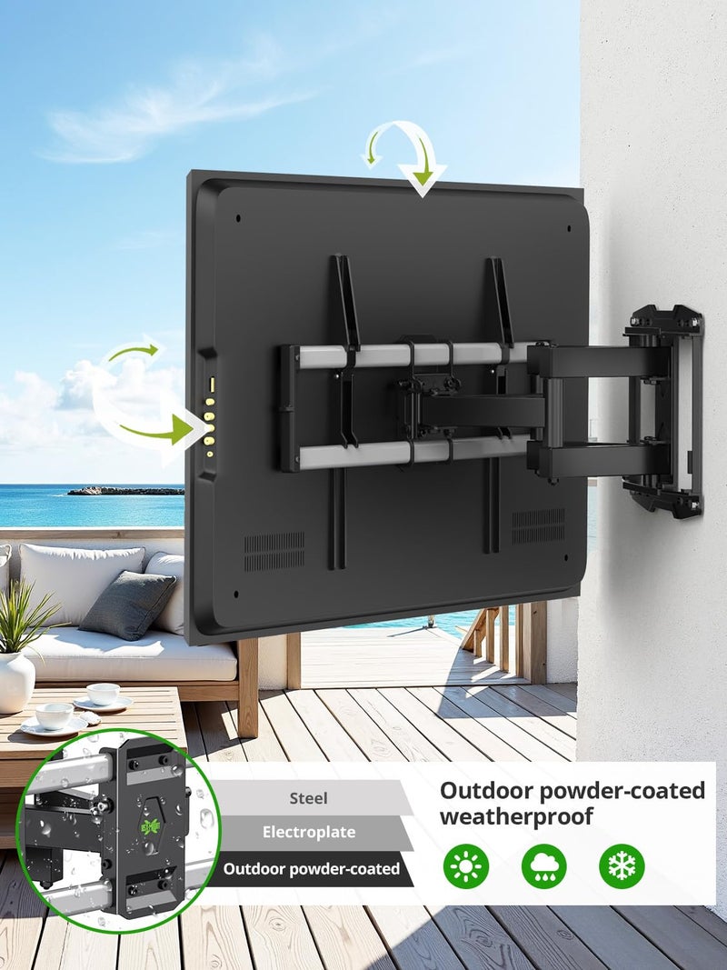 USX MOUNT Outdoor TV Wall Mount for 47-90 Inch Television, Mount with Swivel and Tilt, Full Motion Weatherproof TV Bracket with Articulating Dual Arms, Max VESA 600X400 mm, 132lbs - Image 2