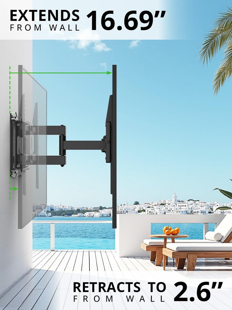 USX MOUNT Outdoor TV Wall Mount for 47-90 Inch Television, Mount with Swivel and Tilt, Full Motion Weatherproof TV Bracket with Articulating Dual Arms, Max VESA 600X400 mm, 132lbs - Image 5