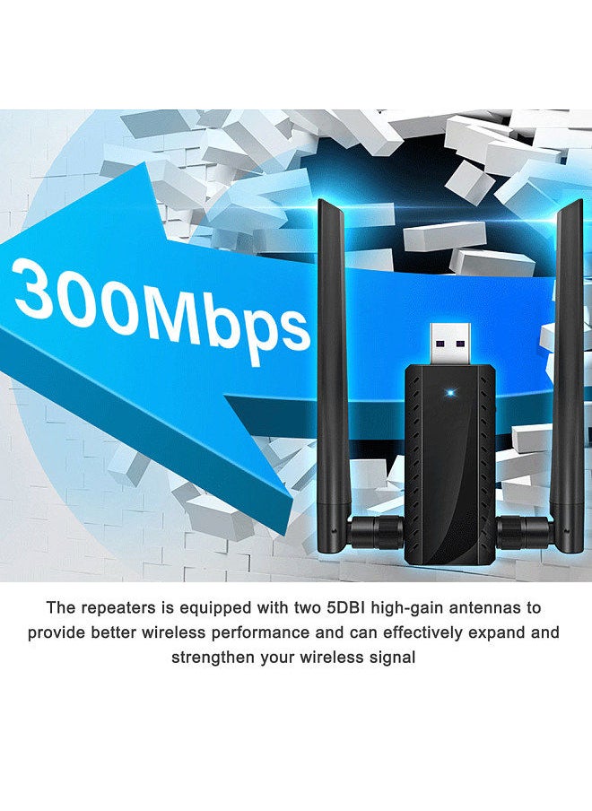 USB 300Mbps 2.4G Wireless Repeaters WIFI Expander Signals Boosters Enhancer