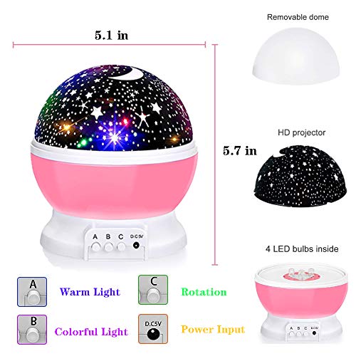 Borelor Star Night Light for Kids, 12 Color Changing Lights Modes with USB Cable, 360°Rotating Moon Star Projector Desk Lamp for Bedroom Party Decor & Girls Birthday Gift - Image 3