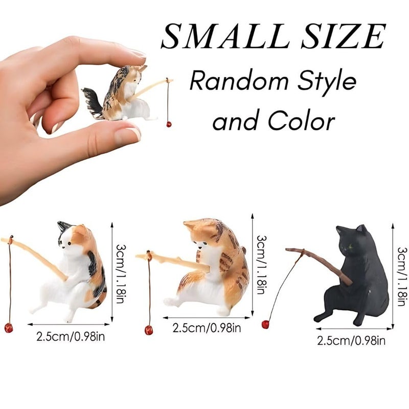 VAYINATO ® 1 Pcs Small Fishing Cat Statue Fishtank Decoration Aquarium Personalized Ornament Cat Fishing Vivid Shape Resin Figures Cute Fishing Cat Decor - Random Colors & Shape by Petzlifewolrd - Image 2