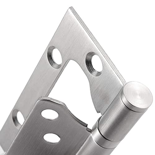 ZEONHAK 24 Pack 4 x 3 Inch Non Mortise Door Hinges, Brushed Surface Door Hinges, Stainless Steel Door Hinge with Mounting Screws, Silver, 12 Pairs - Image 4