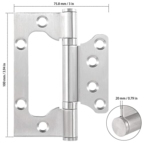 ZEONHAK 24 Pack 4 x 3 Inch Non Mortise Door Hinges, Brushed Surface Door Hinges, Stainless Steel Door Hinge with Mounting Screws, Silver, 12 Pairs - Image 3