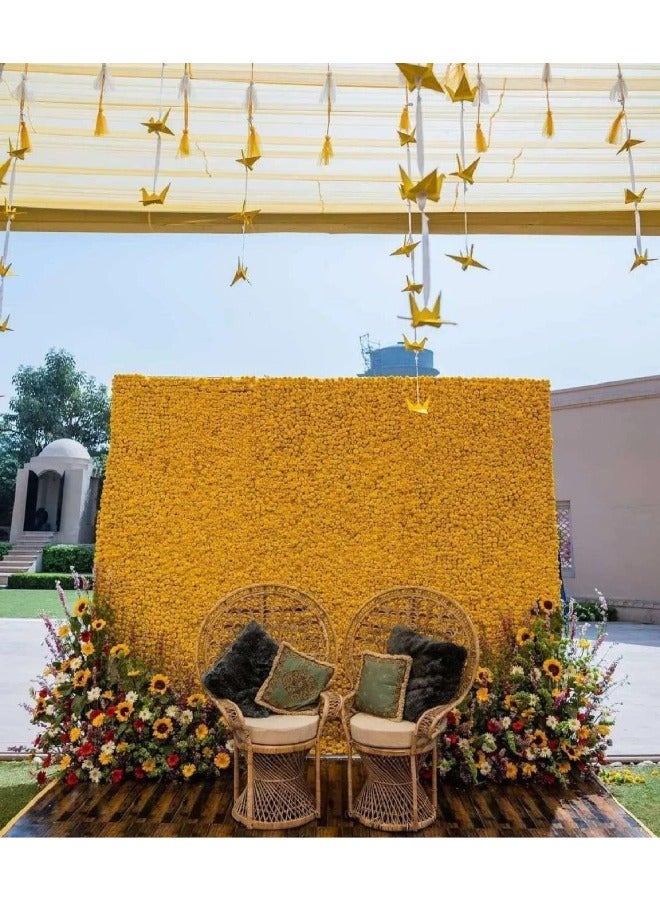 Shreeji 5 Pack Orange And Yellow Artificial Marigold Flower Garlands 5 Ft Long Each for Parties Indian Weddings Theme And Home Decoration Photo Prop Diwali Festival - Image 3