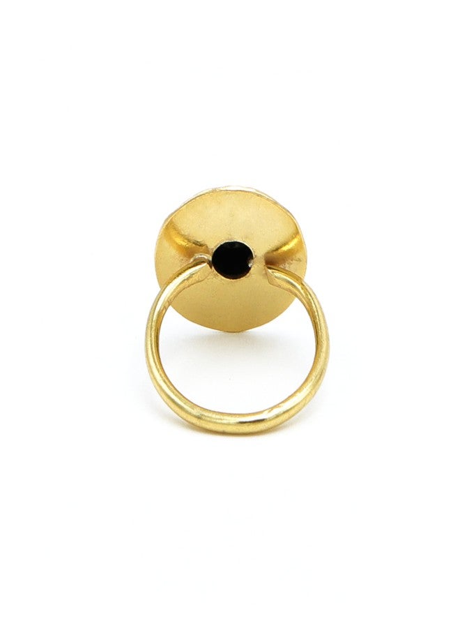 DuaBlack Onyx Adjustable Round Ring – 18kt Gold Plated Brass for Women - Image 5