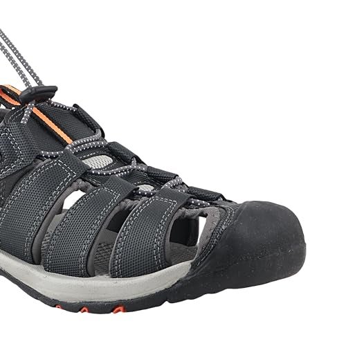 FUEL Soldier-08 Flexible Fisherman Comfortable & Breathable Sporty Look Outdoor Sandals for Men in Protective Bump Toe with Anti-Skid & Trendy Footwear (Grey-Orange,8UK) - Image 3