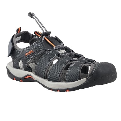 FUEL Soldier-08 Flexible Fisherman Comfortable & Breathable Sporty Look Outdoor Sandals for Men in Protective Bump Toe with Anti-Skid & Trendy Footwear (Grey-Orange,8UK) - Image 2