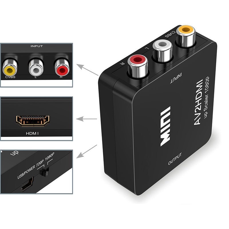 Vilcome RCA to HDMI, AV to HDMI, 1080P Mini Adapter Supporting PAL/NTSC with USB Charge Cable for PC Laptop Xbox PS4 PS3 TV STB VHS VCR DVD - Image 3