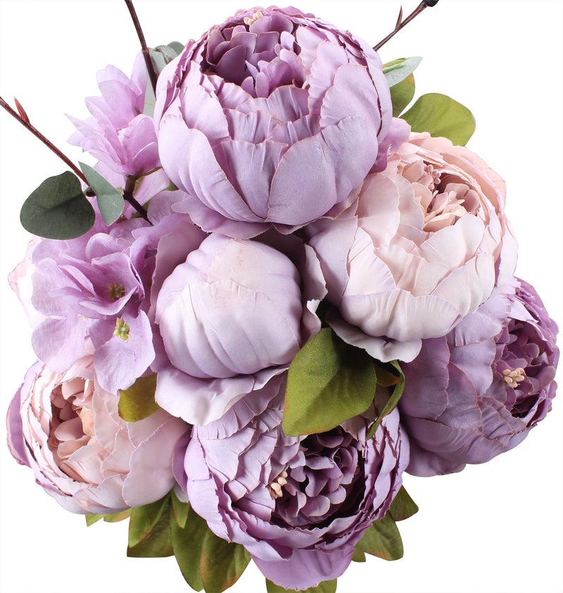 Duovlo Fake Flowers Vintage Artificial Peony Silk Flowers Wedding Home DecorationPack of 1 New Purple