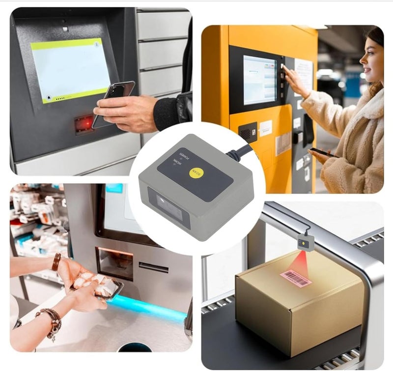 ماسح باركود مضمن، محرك مسح باركود مثبت ثابت بواجهة USB EP2300 مع مسح تلقائي لرموز الباركود أحادية وثنائية الأبعاد وQR - Image 5