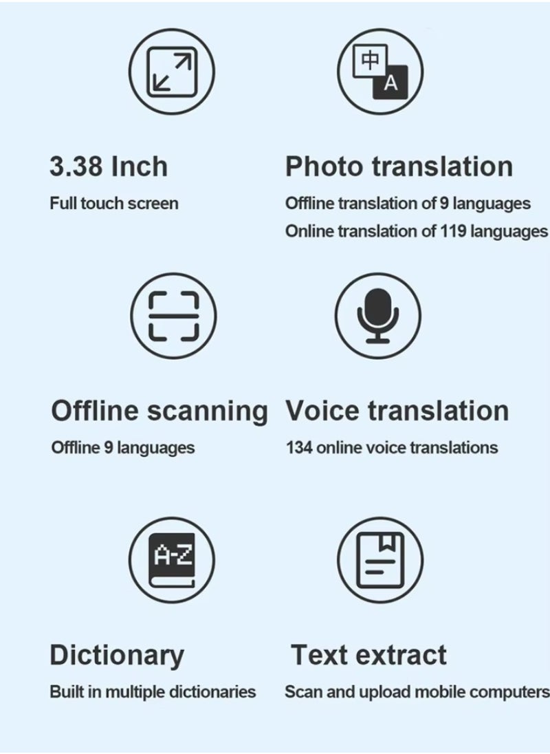 ELTRAZONE Translator Pen Scanner Pen 134 Language Translator Device 3.38 Inch Full Touch IPS Screen OCR Text To Speech Image Scanner To Text Wifi Wireless Reading Pen With Camera And Speaker For Dyslexia 9 Language Offline Translator With 8GB Internal Storage Translation Pen Black - Image 3