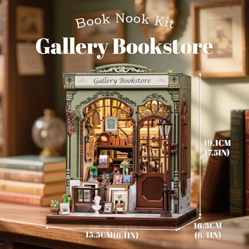 Fsolis Book Nook Kit DIY Miniature House Kit for Adults 3D Puzzles Bookshelf Diorama Booknook Bookshop Model Gifts for Women Readers Book Lovers Gallery Bookstore - Image 5