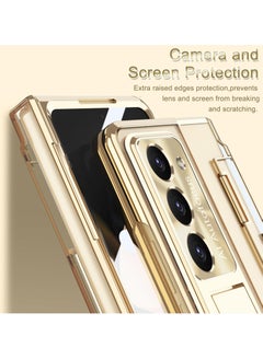 KASTWAVE Protective Case for Samsung Z Fold 5 - Compatible with S Pen & S Pen Holder & Kickstand, Stylish Gold Case with Pen Slot for Galaxy Z Fold 5 and Galaxy Z Fold 5 5G (Gold)  - Image 4