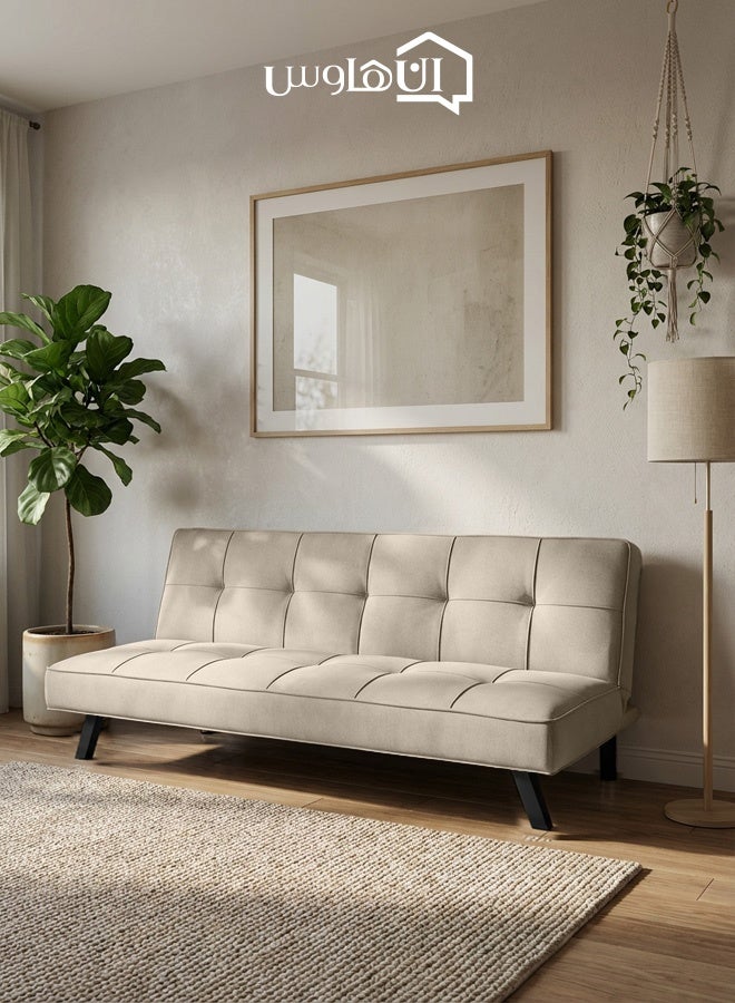 In-House Sandi | 3-Seater Sofabed 2 In 1 Upholstered In Linen 30x177x107 cm- Light Beige - Image 2