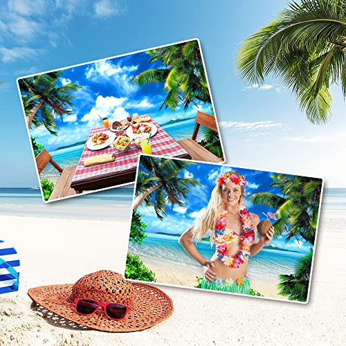 AOFOTO 8x6ft Tropical Beach Backdrop Summer Hawaii Palm Tree Photo Backdrops Sea Blue Sky Ocean Hawaiian Luau Party Background Seaside Vacation Wedding Birthday Banner Supplies Photo Shoot Props - Image 4