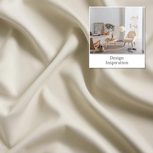 DUALIFE ستائر دوالايف كريمة بيج معتمة للغرف 42 × 63 بوصة للطول لغرفة النوم معزولة حرارياً، 1 زوج - Image 4