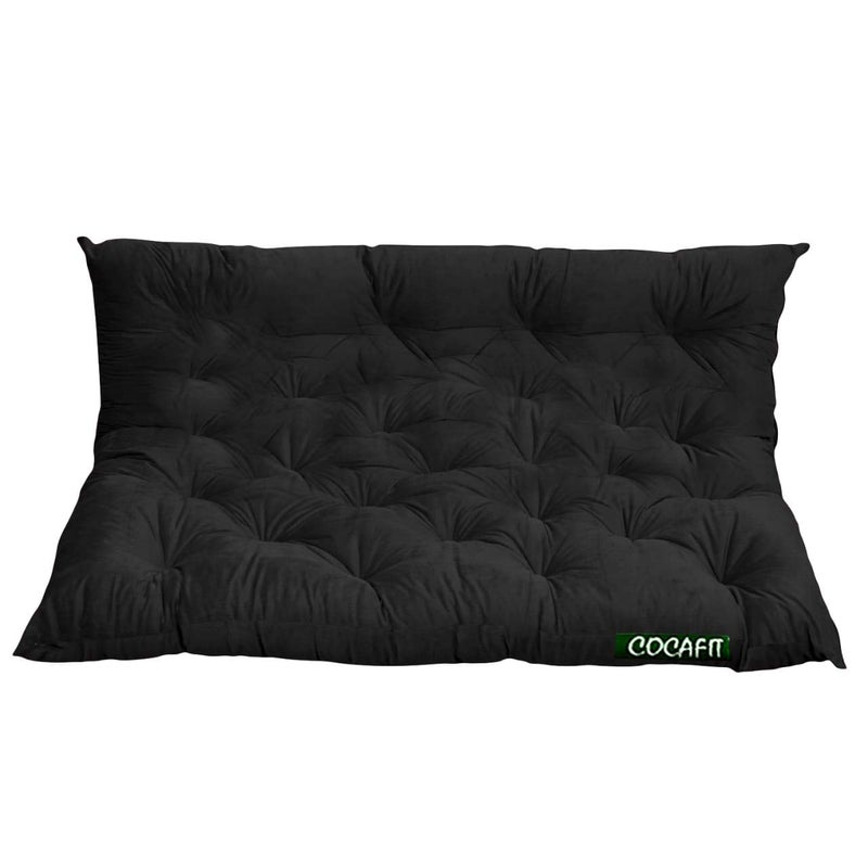 coca industries NEXTGO Tufted 3 Seater Floor Sofa Garden Balcony Outdoor Patio Shoe Bench Sitting Low Back Cushion Jet Black Size L 150 X W 98 X H 10 CM - Image 1