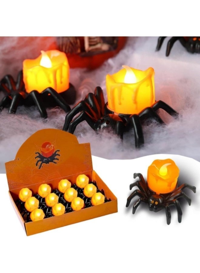 شموع العنكبوت بدون لهب، 12 قطعة من أضواء الشموع LED بدون لهب - Image 1
