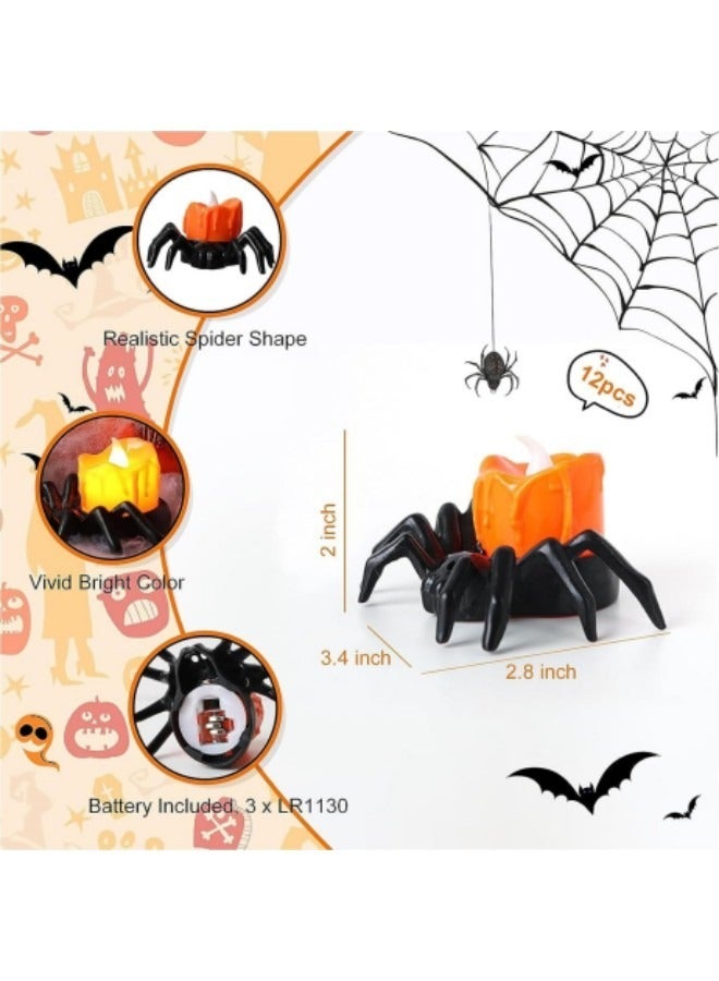 شموع العنكبوت بدون لهب، 12 قطعة من أضواء الشموع LED بدون لهب - Image 2