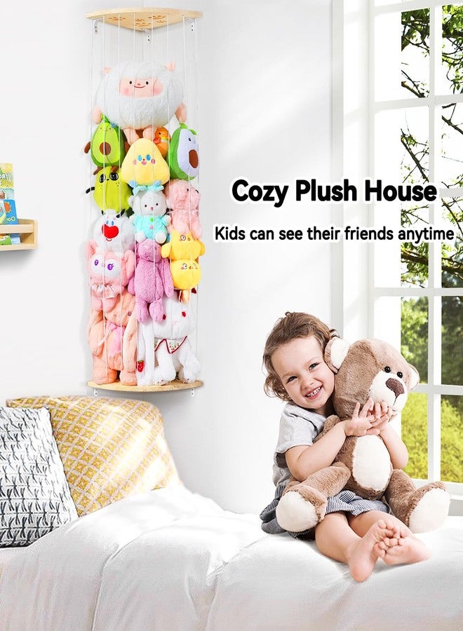 Befayoo Wooden Stuffed Animal Storage Corner - Heigh Adjustable Large Stuffed Animal Organizer, Sturdy Plush Toy Holder Wall Mount for Toddler Rooms, Playrooms & Bedrooms - Image 4