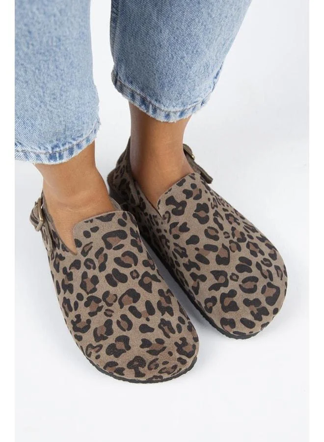 Manijero  Holly 2 Leopard Women's Genuine Leather Belted Buckle Vizon Sandal for Women | Best Price UAE