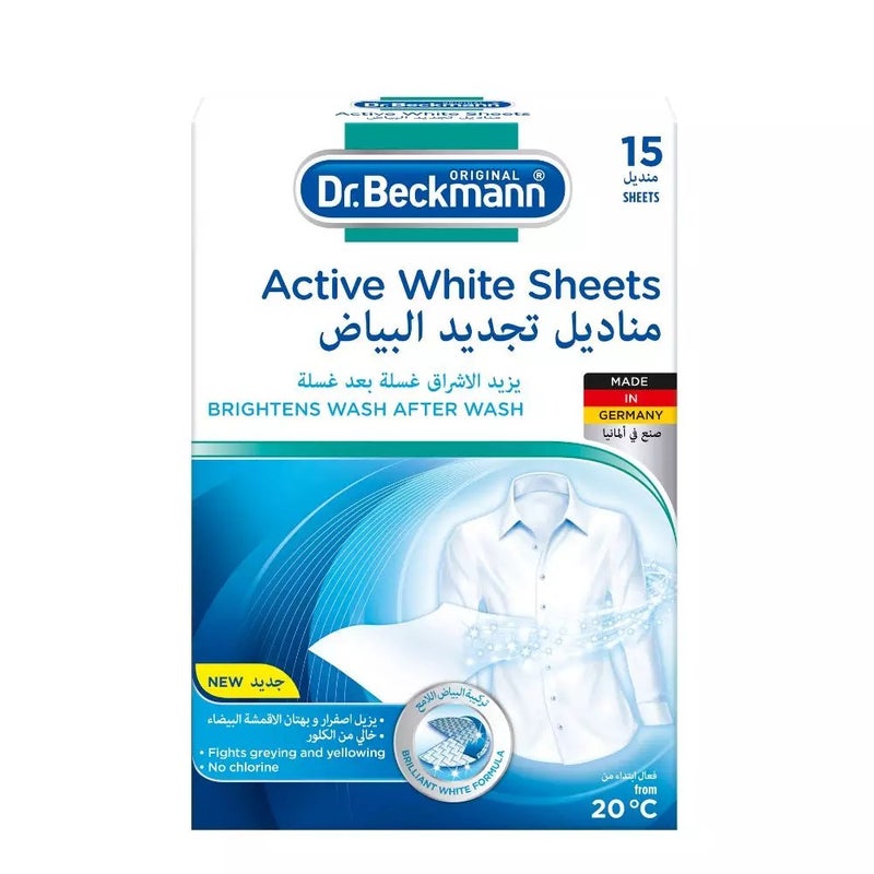 Dr. Beckmann Dr.Beckmann Active White Sheets Brighten Wash with Brilliant Formula- 15 sheets - Image 1