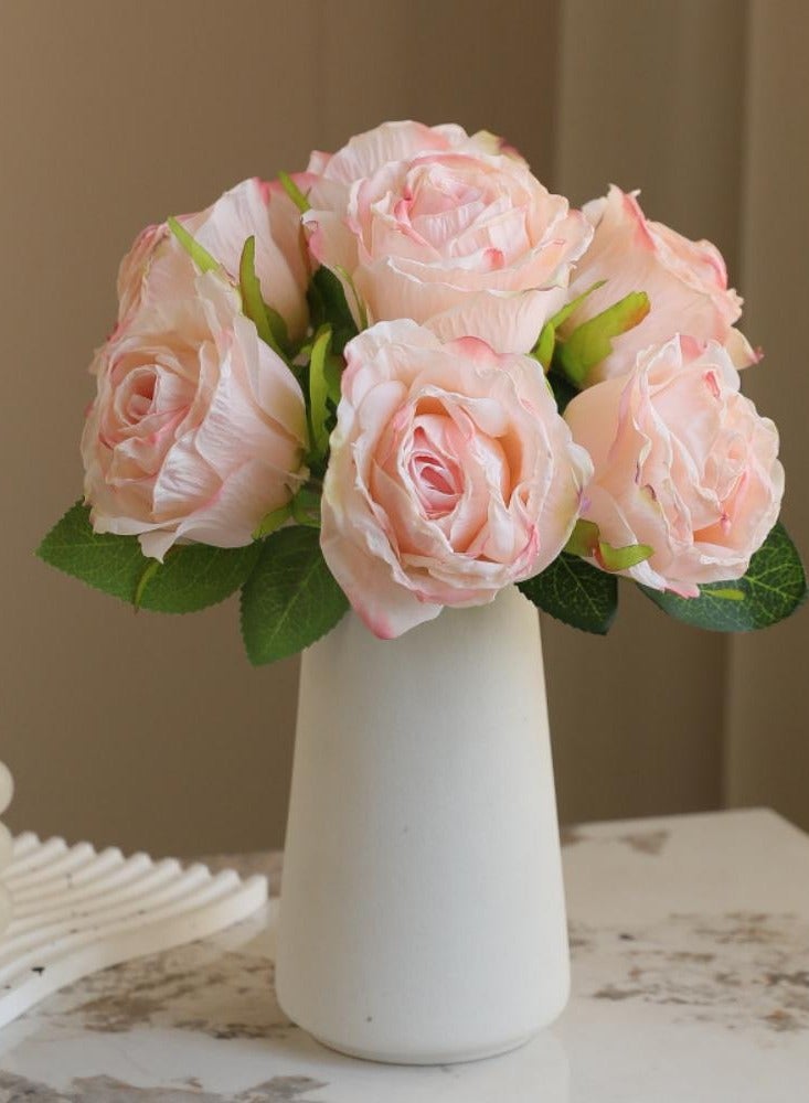 Artificial Burnt-edge Rose Bouquet, Luxury Faux Dried Flower Arrangement, wedding bouquet，Decorative Hand-tied Rose Bunch for Home Decor, European Style Garland, Wedding Arch & Outdoor Ceremony Decoration, Multiple Styles Available - Image 1