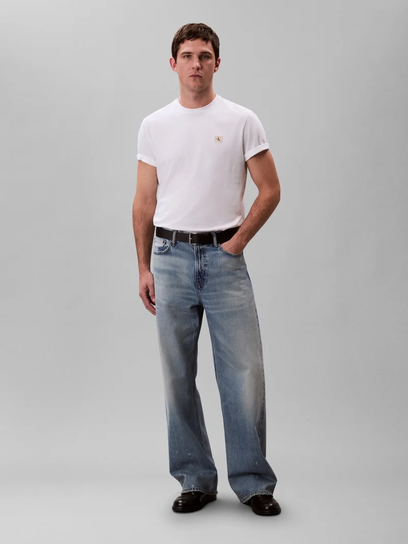 Calvin Klein Jeans Bright White Cotton Badge T-shirt for Men | Best Price UAE