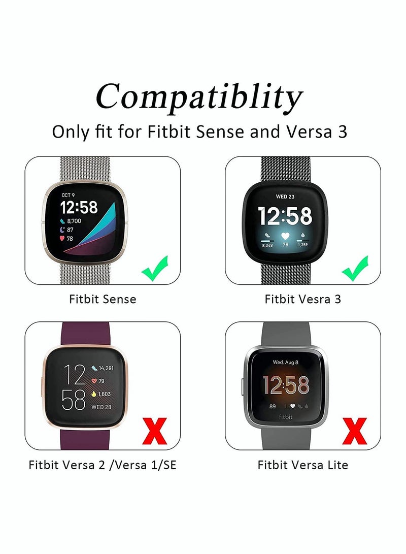 Excefore Bands for Fitbit Versa 3 Metal Bands Compatible with Fitbit Sense Stainless Steel Mesh Breathable Wristband Strap with Adjustable Magnet Lock Replacement Wristbands for Women and Men - Image 4