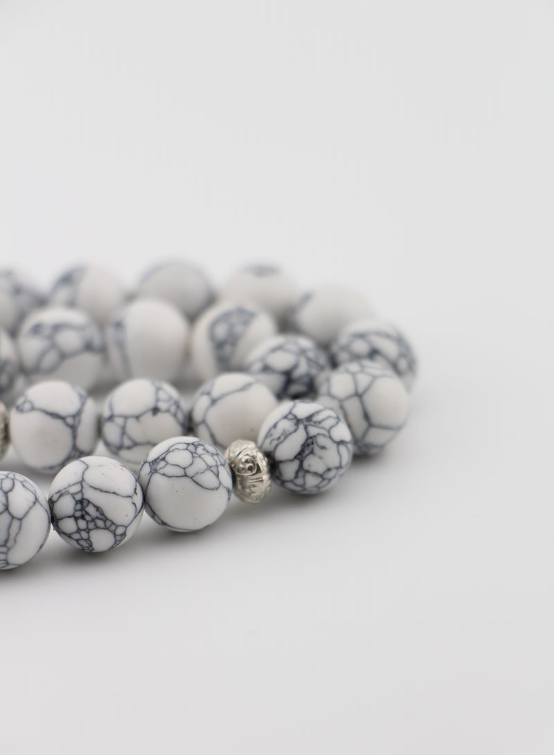 Kamins Collection Round White Turquoise Tasbih (Blue Lines ) - Image 4