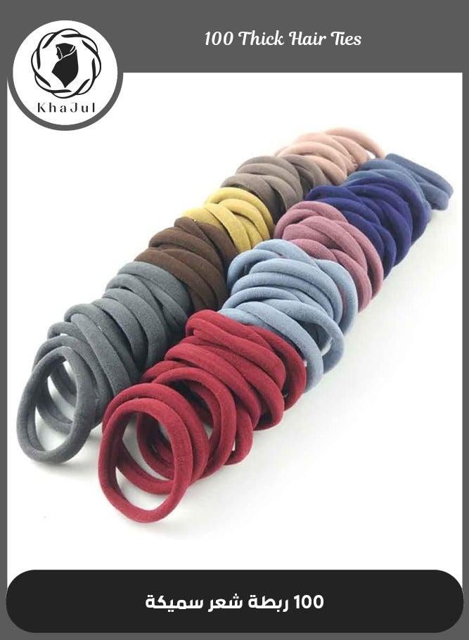 100 Thick Hair Ties for Women, Ponytail Holders for Women Men and Girls (Multicolor)