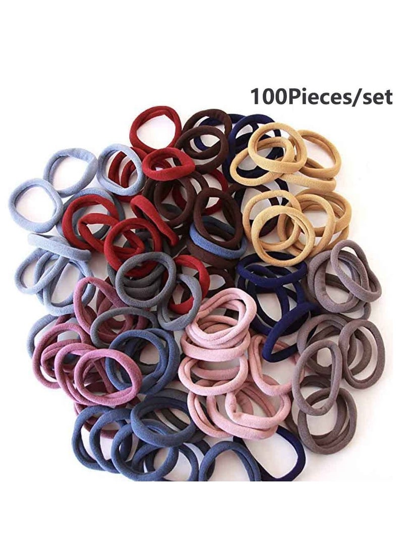 100 Thick Hair Ties for Women, Ponytail Holders for Women Men and Girls (Multicolor)