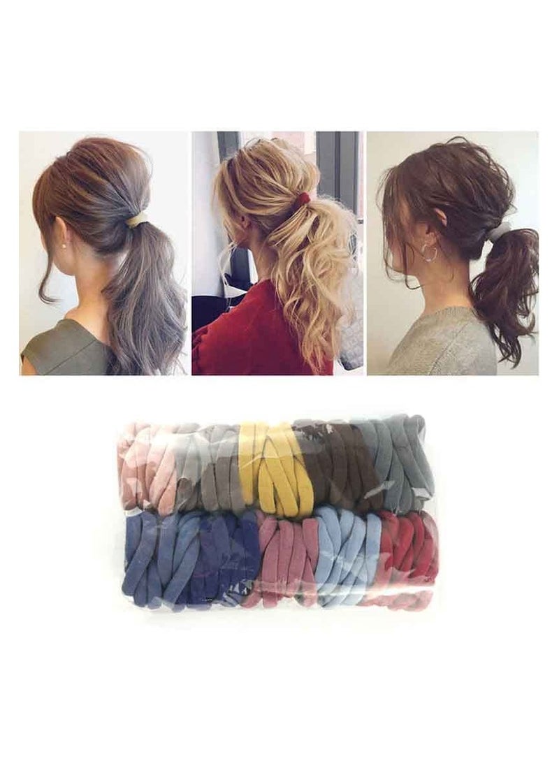 KHAJUL 100 Thick Hair Ties for Women, Ponytail Holders for Women Men and Girls (Multicolor)  - Image 5