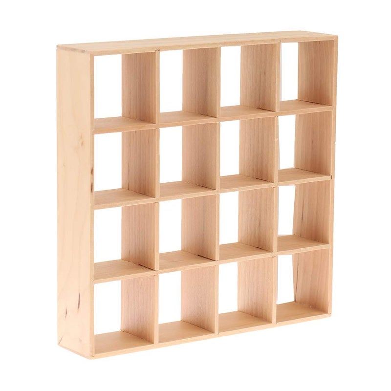Yiphates 1 12 Dollhouse Miniature Wooden Storage Rack 16 Grid Shelves Doll House Wall Rack Bookshelf Display Dollhouse Furniture Accessories - Image 1