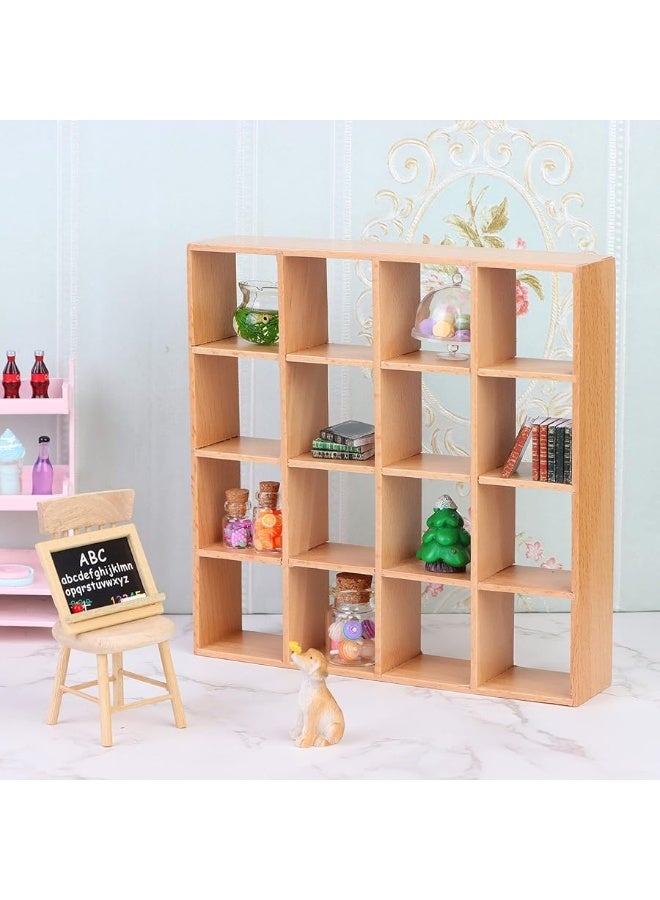 Yiphates 1 12 Dollhouse Miniature Wooden Storage Rack 16 Grid Shelves Doll House Wall Rack Bookshelf Display Dollhouse Furniture Accessories - Image 2