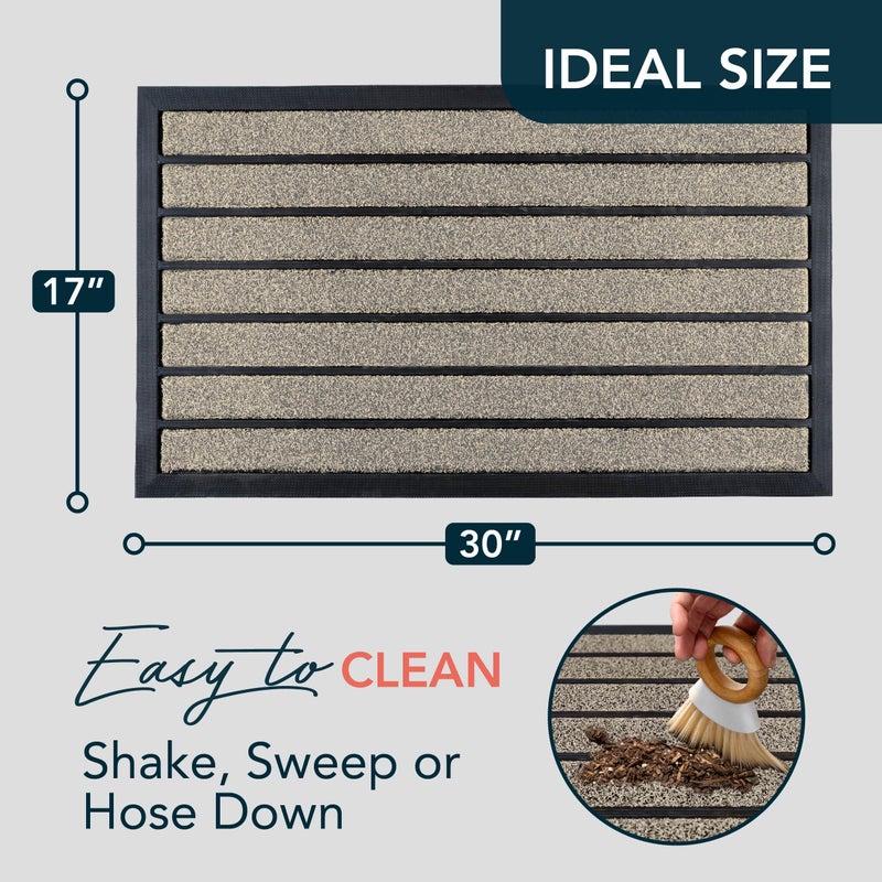 ubdyo Extra Durable Door Mat - Dirt Trapping Outdoor Welcome Mats - Non-Slip Outdoor Indoor Entrance - Low Profile Front Doormat (30" x 17", Bright Beige) - Image 2