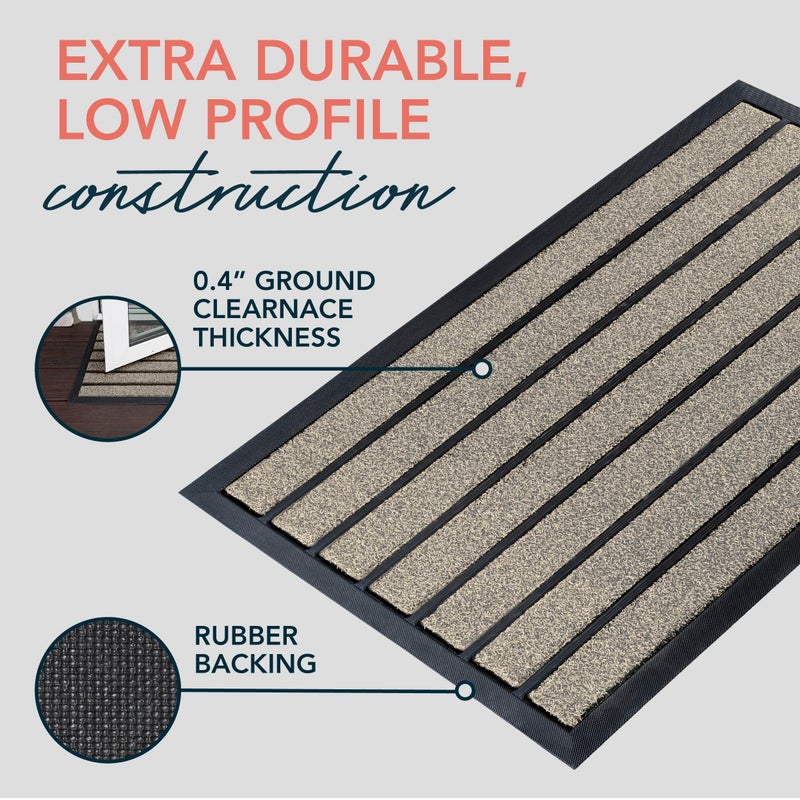 ubdyo Extra Durable Door Mat - Dirt Trapping Outdoor Welcome Mats - Non-Slip Outdoor Indoor Entrance - Low Profile Front Doormat (30" x 17", Bright Beige) - Image 4