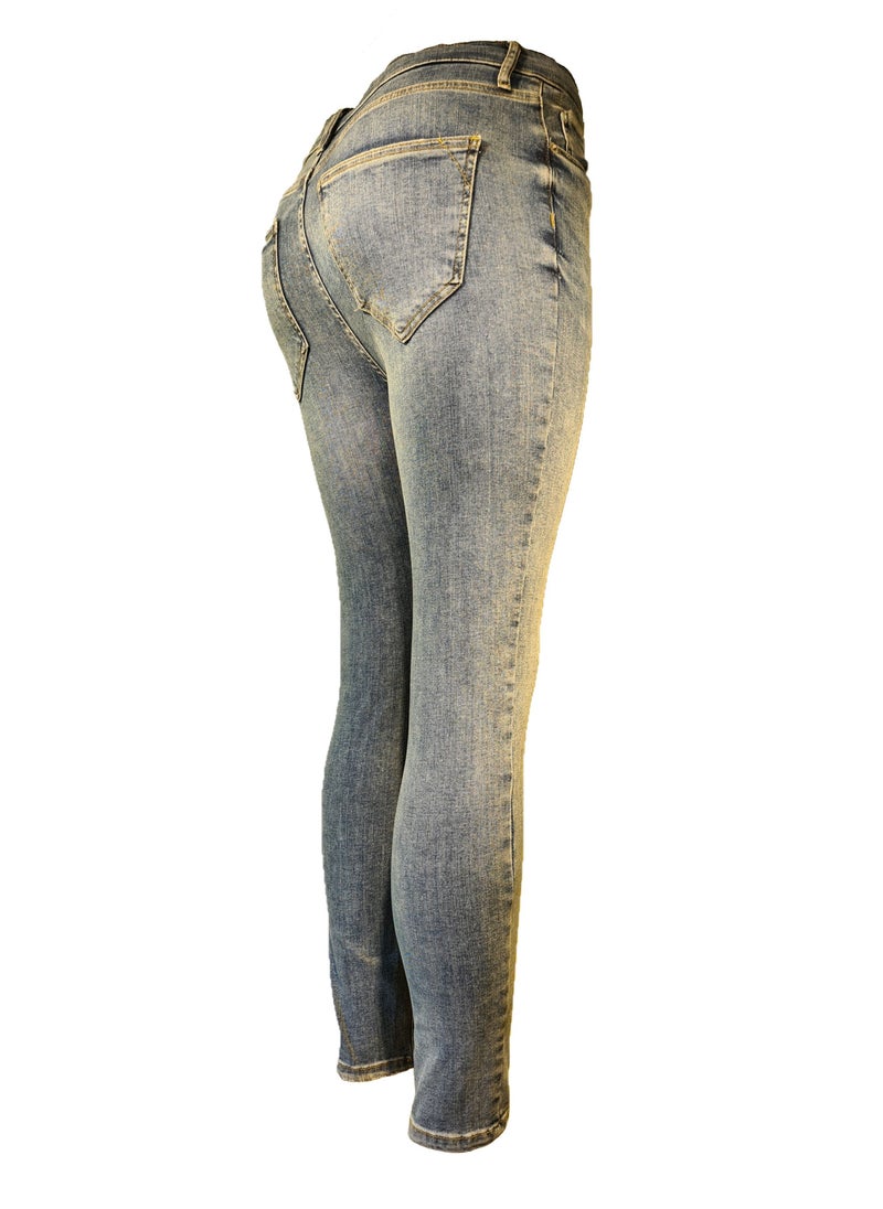 STRAPPT - Women's Stretch Skinny Jeans in Light Wash - Image 1