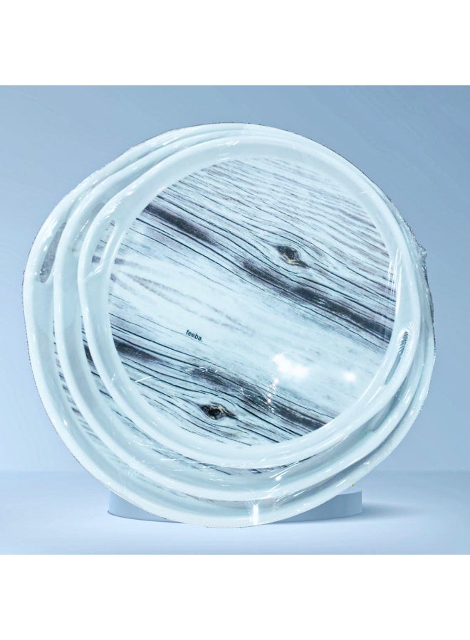 3 صواني ميلامين تقديم دائرية مختلفة الأشكال