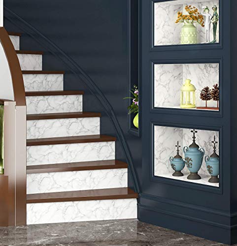 Livelynine 197 X 24 Inch Wide White Marble Contact Paper Peel and Stick Countertops Waterproof Wallpaper for Kitchen Counter Top Table Bedroom Desk Dresser Top Cover Adhesive Vinyl Countertop Covers - Image 4