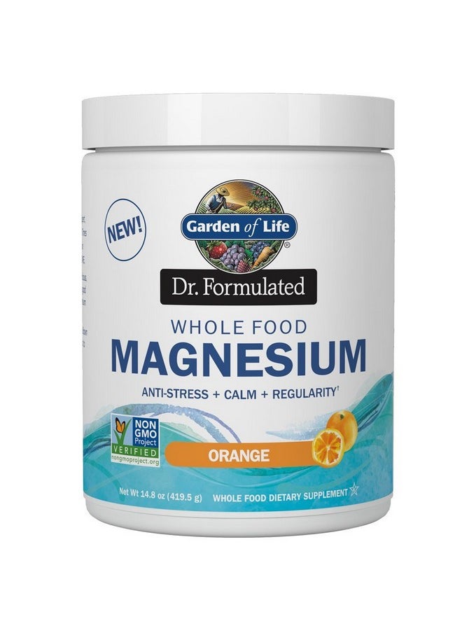 Garden of Life - Dr. Formulated Whole Food Magnesium 419.5G Powder Orange Chelated Nongmo Vegan Kosher Gluten & Sugar Free Supplement With Probiotics Best For Antistress Calm & Regularity - Image 1