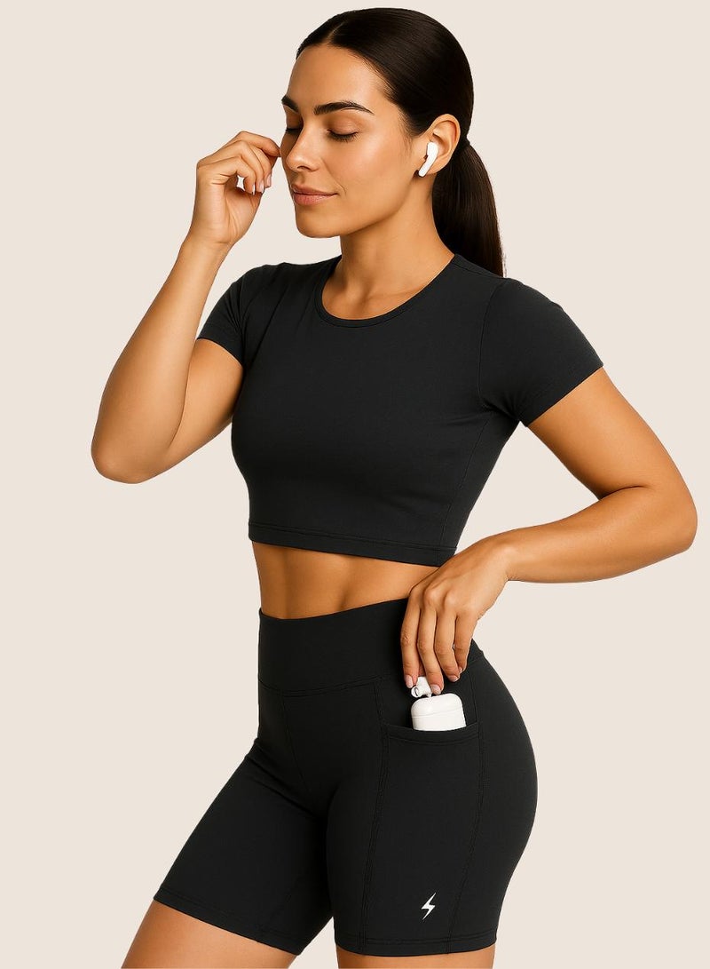 Moveletix Women's High-Waisted Running Shorts with Pocket Airpod - Image 5