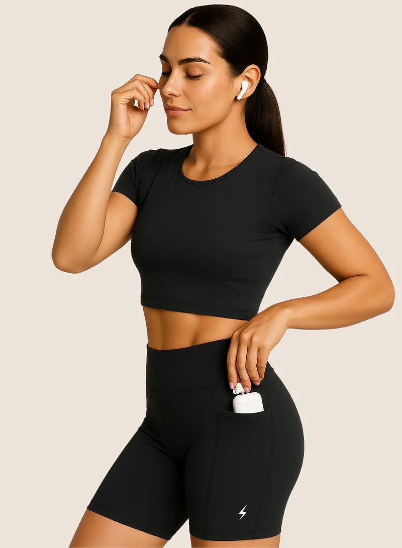 Moveletix  Women's High-Waisted Running Shorts with Pocket Airpod for Women | Best Price UAE