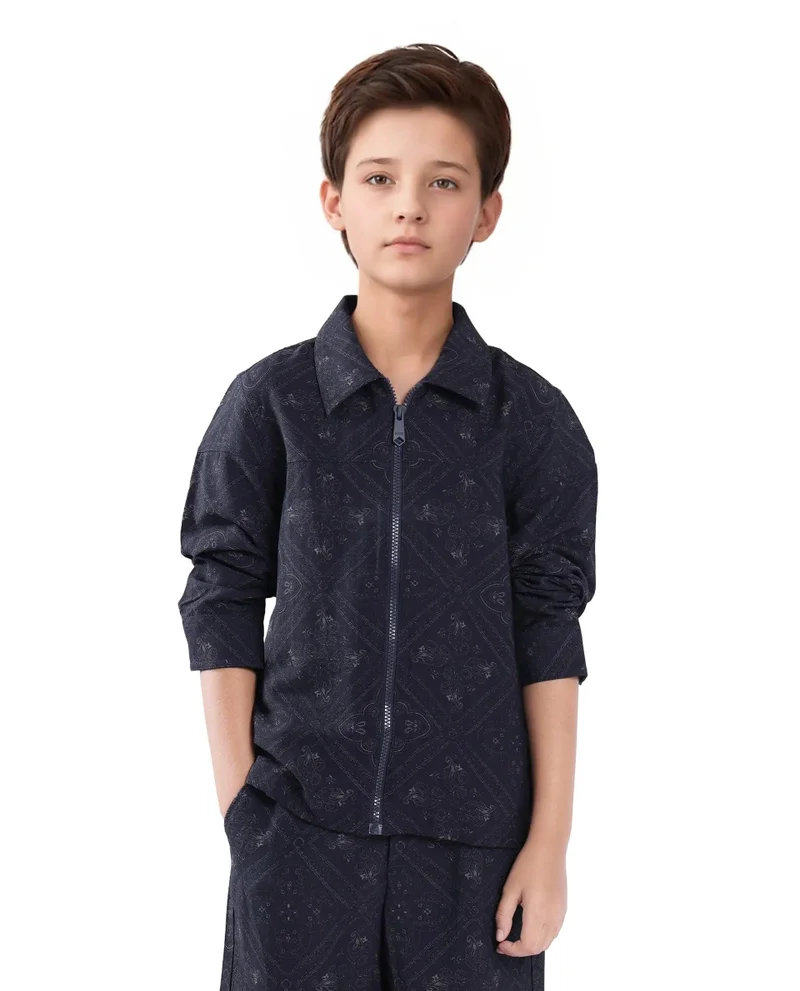 Rare Ones Rare Ones Kids Louis Dark Navy Viscose Full Sleeve Digital Print Shacket