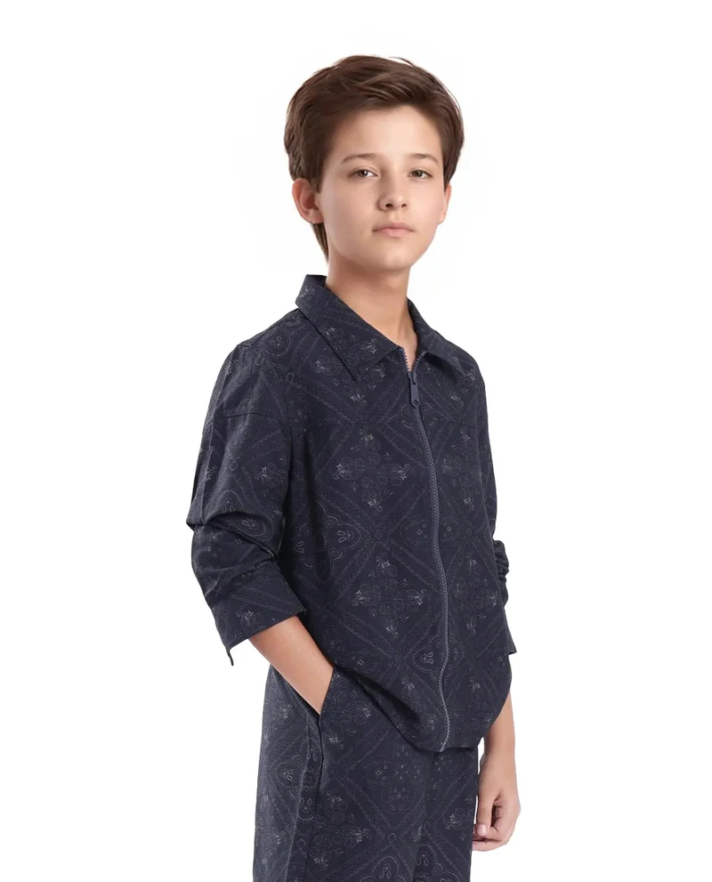 Rare Ones Rare Ones Kids Louis Dark Navy Viscose Full Sleeve Digital Print Shacket