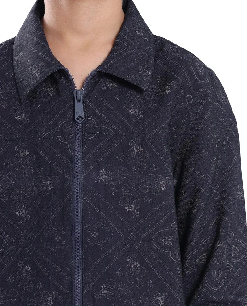 Rare Ones Rare Ones Kids Louis Dark Navy Viscose Full Sleeve Digital Print Shacket