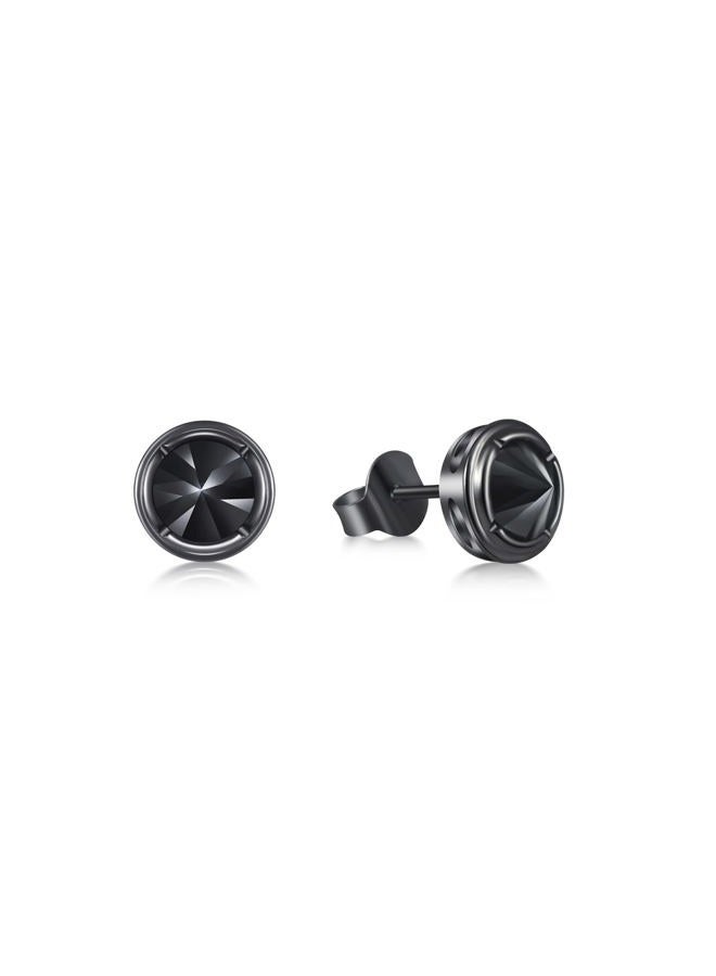 immobird أقراط رجال إيموبيرد ستود hypoallergenic مع spikes فريدة من نوعها أقراط ستود سوداء 8MM للجنسين مناسبة لحفلات المدرسة أو التنقل (أسود) ، 0.31"*0.31" ، فضة استرلينية ، زركونيا مكعبة - Image 1