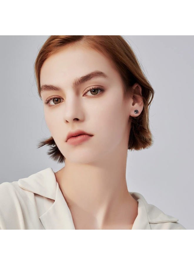 immobird أقراط رجال إيموبيرد ستود hypoallergenic مع spikes فريدة من نوعها أقراط ستود سوداء 8MM للجنسين مناسبة لحفلات المدرسة أو التنقل (أسود) ، 0.31"*0.31" ، فضة استرلينية ، زركونيا مكعبة - Image 3