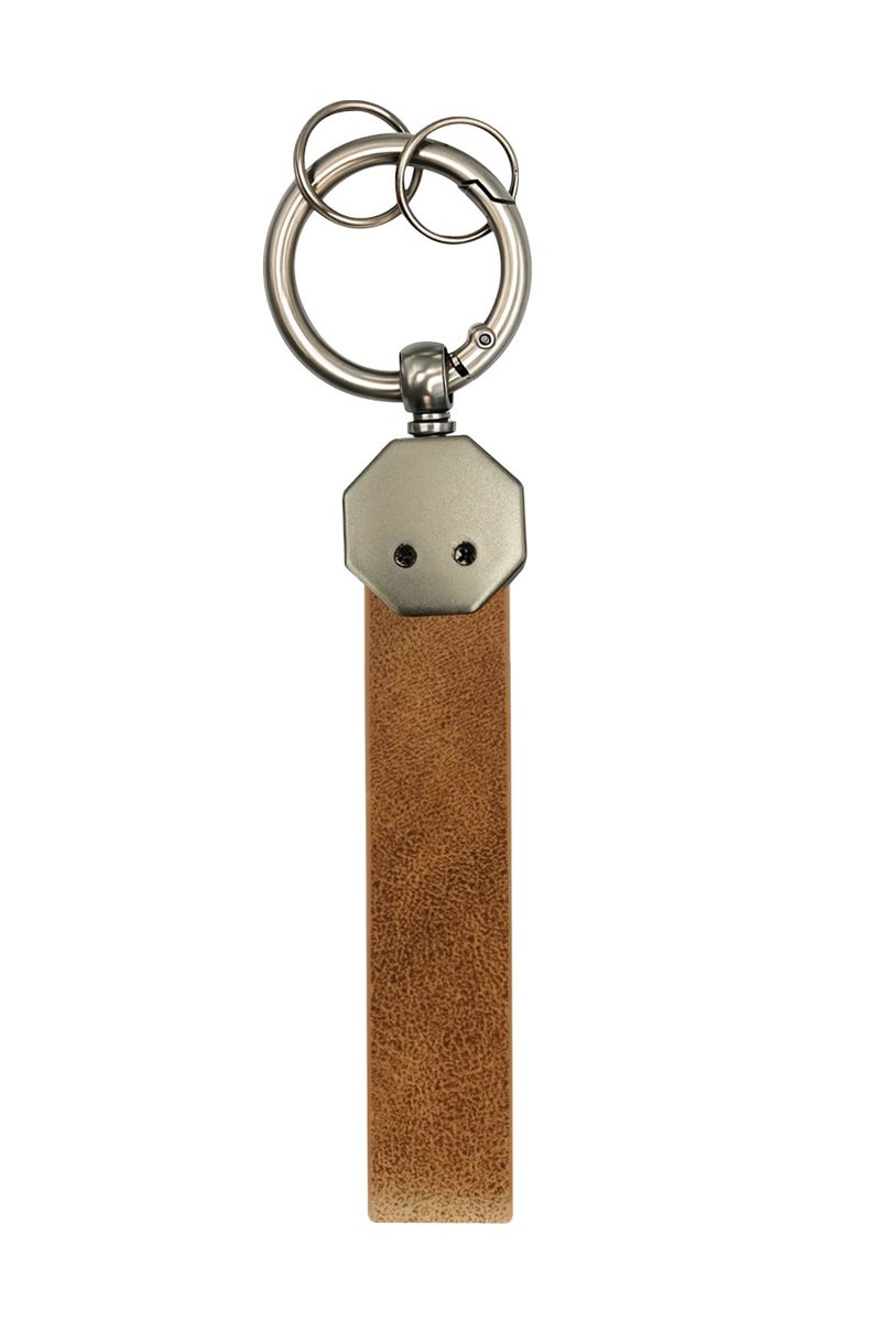 HYUNDAI Hyundai Leather Keychain 12.5cm x 1.5cm with 360° Rotating Metal Ring, Double Screw Fixing, Durable Brown Leather Strap, Portable Spring Ring, Key Holder for Car, House Keys, and Accessories, Stylish Key Organizer with Hyundai Logo  - Image 2