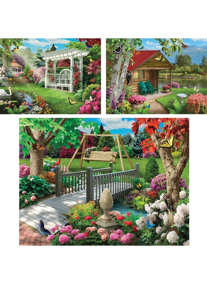 Bits and Pieces Bits and Pieces - Value Set of Three (3) 300 Piece Jigsaw Puzzles for Adults - Each Puzzle Measures 18" x 24" - 300 pc Gardens Galore, Lake Life, Peaceful Park Jigsaws by Artist Alan Giana  - Image 2